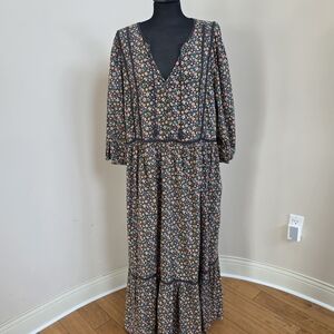 Old Navy Black Floral Long Sleeve Dress